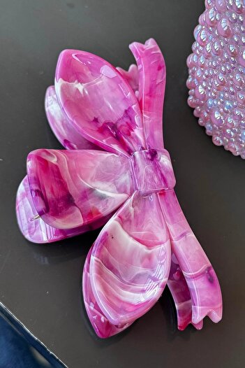TAKIŞTIR Fuchsia Color Marble Patterned Bone Latch Buckle