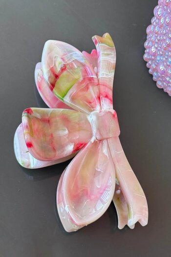 TAKIŞTIR Green and Pink Color Marble Patterned Bone Latch Buckle