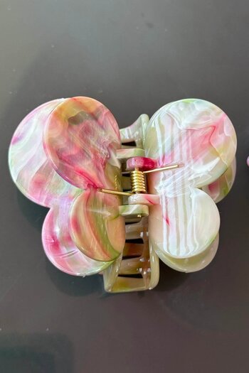 TAKIŞTIR Mixed Color Butterfly Figured Marble Patterned Bone Latch Buckle