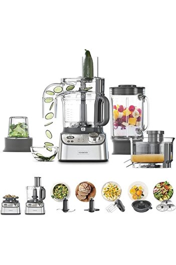 Kenwood محضر طعام، 1000 واط، 3 لتر، خلاط زجاجي مقاوم للحرارة سعة 1.5 لتر، 11 ملحق