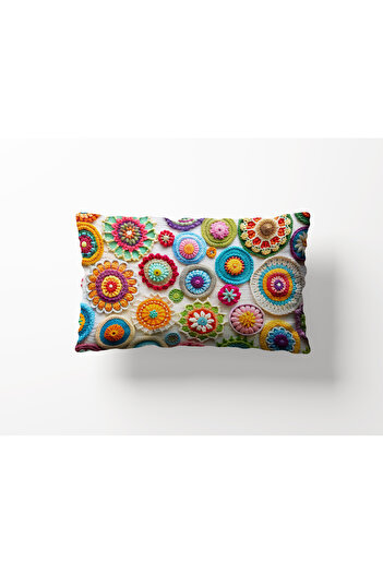 Filamente A Pair of Sided Digital Printing Throw Pillow Cover with Numbers and Knitted Motif