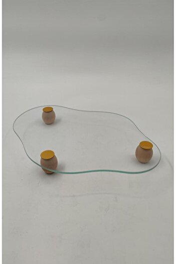 B.A.Y.NUVOLA Glass Presentation Tray Cloud Model with Wooden Legs 32*22 cm