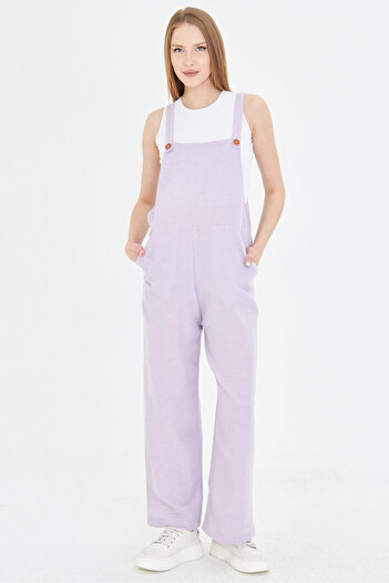 armonika Women's Lilac Pocket Wide Leg Gardener Overalls Arm-25Y 001043