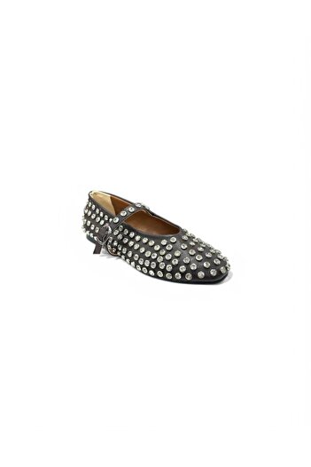 iskarpino Women's Staple Stone Genuine Leather Daily Ballerinas
