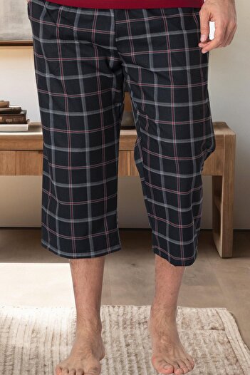 Mecit Pijama Mecit 3006 Μαύρη καρό ανδρική πιτζάμες Capri Bottom