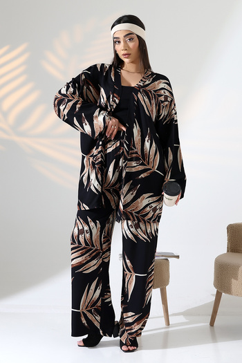 forte bella Ethnic Pattern Kimono Pants Set