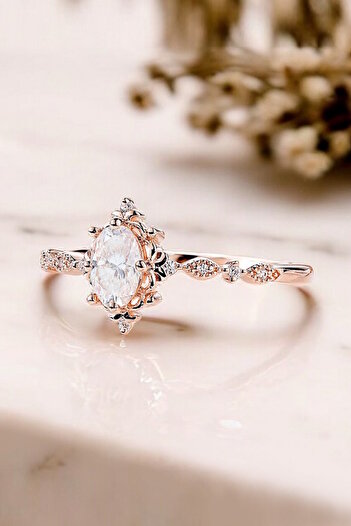 My Diamond Oval Pırlantalı Vintage Evlilik Teklifi Yüzüğü