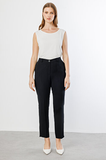 Ekol Crepe Fabric Large Size Trousers