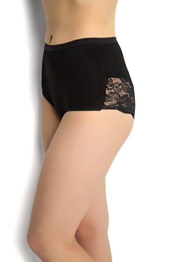 Jiber High Waist Black Panties - Lace Back 692