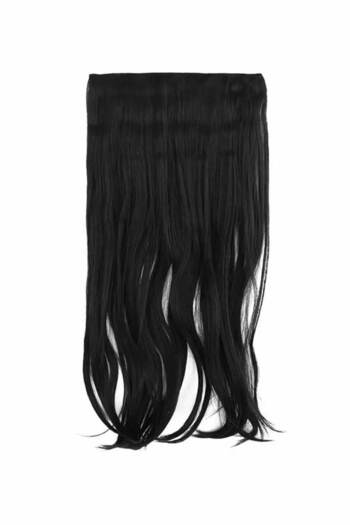 TAKIŞTIR Isıya Dayanıklı Yarımay Çıt Çıt Saç - 1b - Siyah - Dalgalı - 60 Cm - 110 gr (Zeynep)