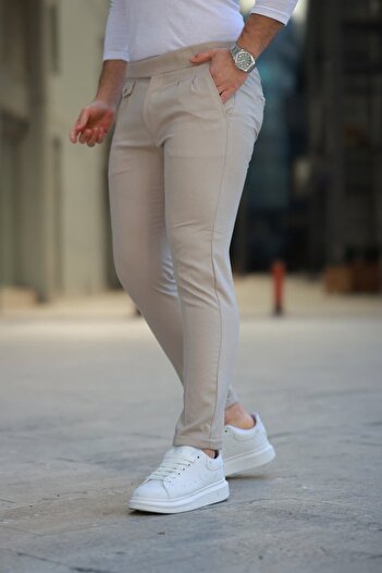 Viyamo New Season Men's Waist Buckle Detailed Pleated Trousers