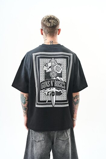 Respire Ανδρικό μπλουζάκι με στάμπα Guns Roses Oversize Μαύρο