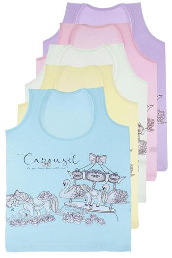 Nicoletta Girl's Athlete Wide Strap Printed 5 Pack Lycra MIXCOLOR