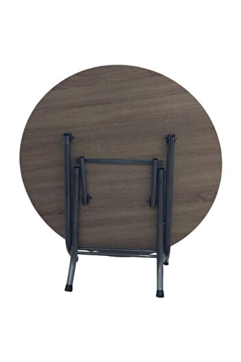 Teknor 100 Cm Kahverengi Yuvarlak Katlanır Masa - Yemek Masası