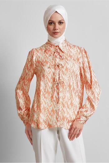Alvina Patterned Satin Blouse Model No: 45430