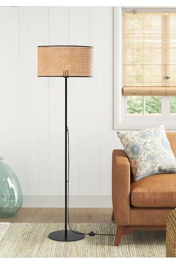 HOMİNG Homing Brooks Metal Body Original Hazeran Rattan Floor Lamp