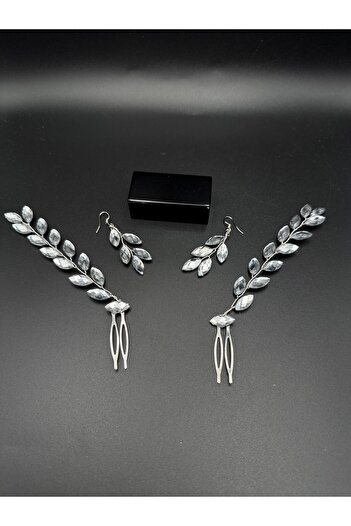 gelinmz Stylish Leaf Hair and Earrings Set