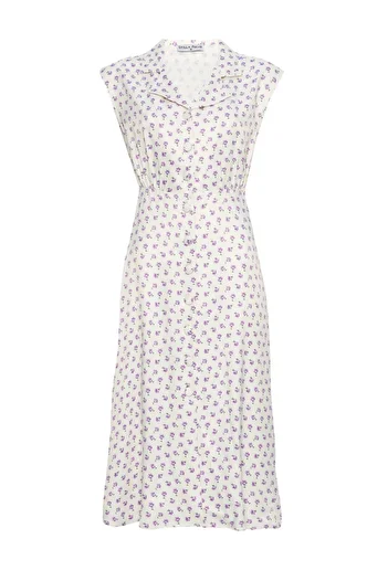 STELLA PULVIS Ecru Satin Midi Shirt Dress