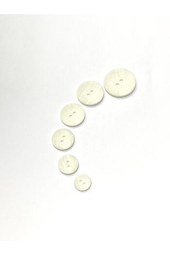 karantuhafiye Wooden Look Plastic Button / Set of 6 White/02742 / 1.5 cm