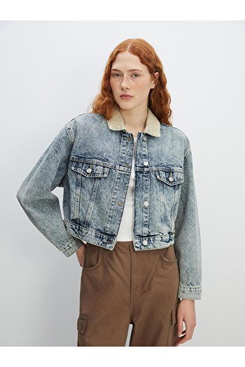 LC Waikiki Women's Jean Jacket - Shirt Collar