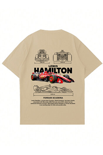 Mad&Calf Μπλουζάκι Unisex Lewis Hamilton με στάμπα με λαιμόκοψη