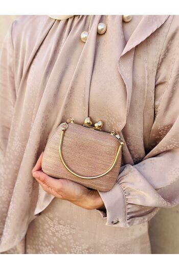 Çanta Trend Stay on Track Rose Laser Women's Metal Handle Heart Clip Evening Dress Wedding Bag
