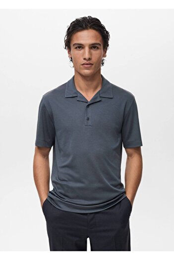 MANGO Man Bowling Collar Lyocell Polo Shirt