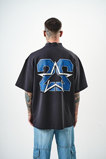 Respire Чоловіча футболка Oversize 22 з принтом і напівзастібкою