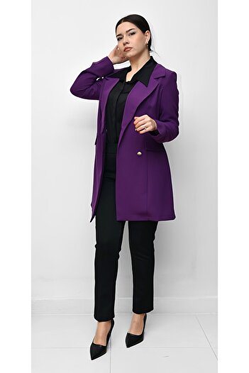 Şeker Portakalım Selinada Fashion 409 Jachetă blazer fără căptușeală violet