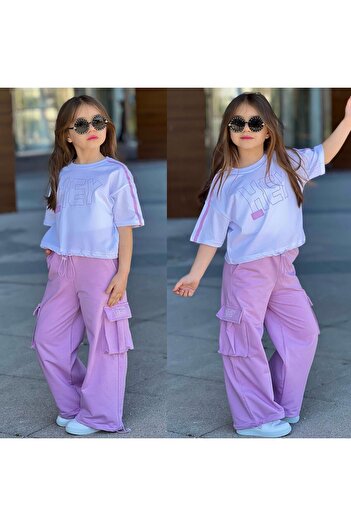 JOYBOY KİDS Spanish Paca Cargo Pocket Printed 2-Piece Girl's Suit