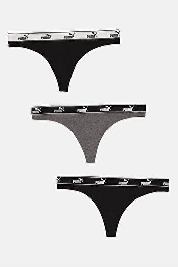 Puma Women 3 Pcs Brand Logo Outdoor Strings, Black/Grey