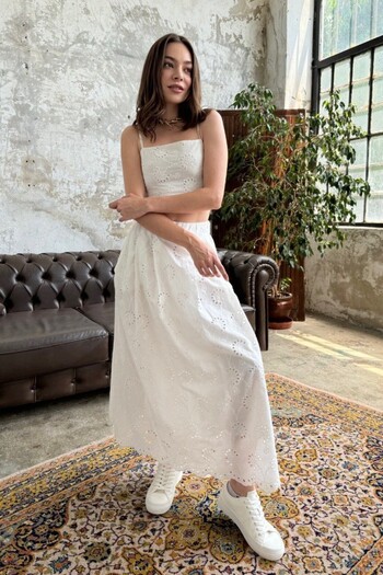 Suziş White Fisto Crop and Skirt Set 1613