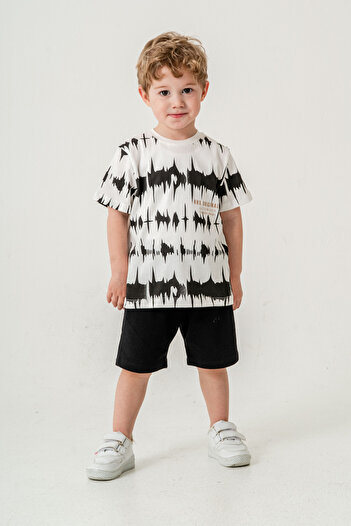 Titimixkids Boy's Summer Double Set Fashion Design T-Shirt Shorts Black