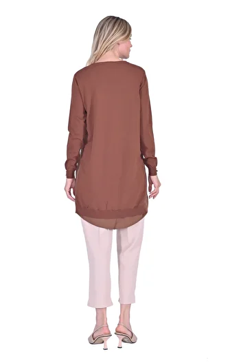 Invee 5860 Model Cinnamon Color Knitwear Tunic