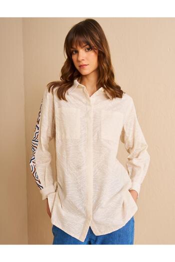 KYR Cotton Tunic - Cream with Print Detail