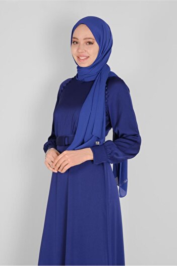 Alvina Satin Dress with Button and Belt Detail 41407
