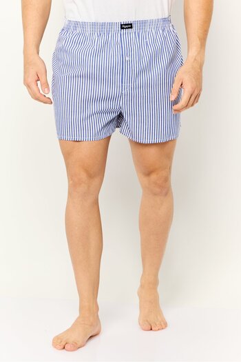 Algspar Men 2 Pcs Stripe Woven Boxers Set, Multicolor