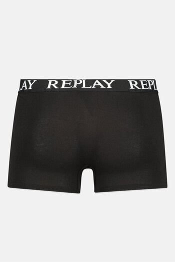 Replay Men 2 Pack Brand Logo Trunks, Black