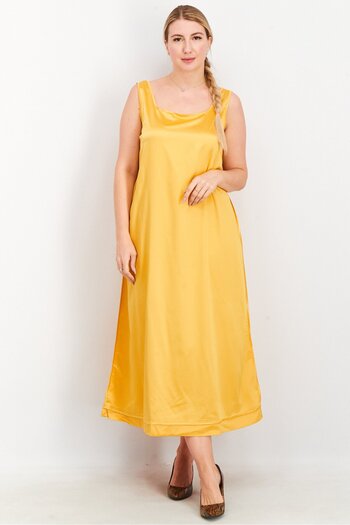 NA-KD Women Satin Bias Midi Dress, Yellow