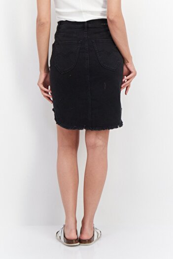 Replay Women Plain Denim Mini Skirt, Black