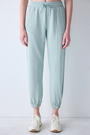 Penti Light Green High Waist Ribbed Detailed Sweatpants