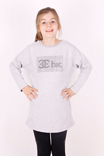 Toontoy Girl's Chic Written Stone Embroidered T-Shirt