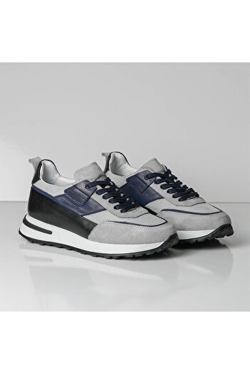 TETRİ Namito Model Genuine Leather Men's Dark Blue Snekaer