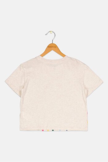 GAP Kids Girl Graphic Print Top, Heather Cream