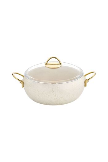 LAVONNI 28 cm Granite Casserole Deep Pot Cream