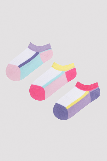 Penti Girl's One Line Multicolored 3-Piece Booties Socks
