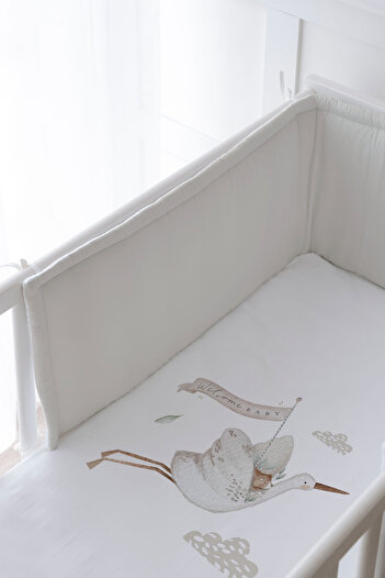 Tuğba Kuğu Royal Series Baby Sleeping Set: Protective, Printed Bedside and Bed Sheetss