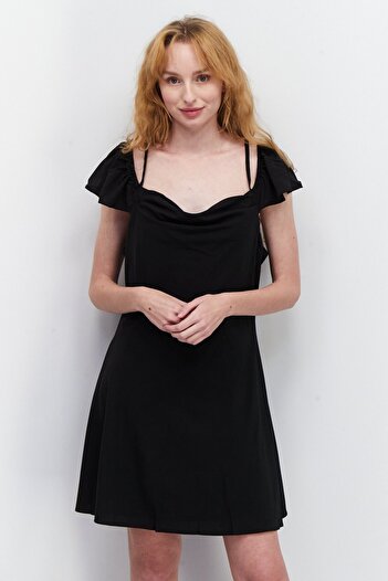 NA-KD Women Plain Mini Casual Dress, Black