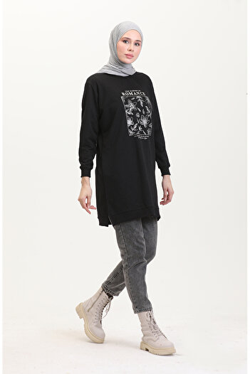 sefamerve Printed Sweatshirt Black 0539-02