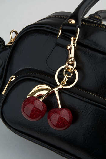 Vivaq Red Cherry Shiny Gold Charm Bag Accessory Figured Set